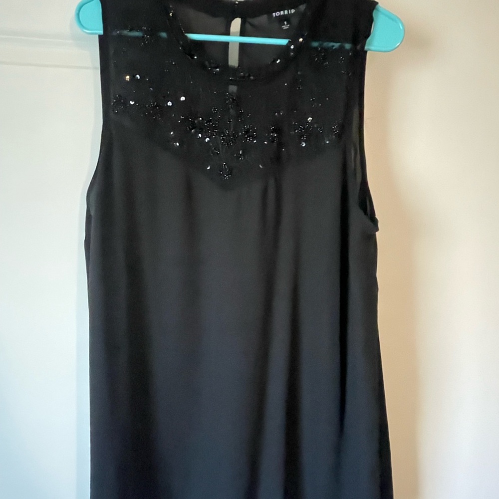 Torrid Black Sleeveless Blouse with Sequin Detail